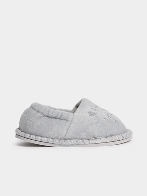 Jet Younger Girls Light Grey Heart Stokie Slippers