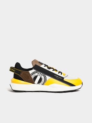 Fabiani Men's Mustard Leather Mesh Sneaker