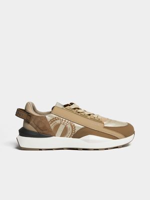 Fabiani Men's Stone Leather Mesh Logo Sneakers