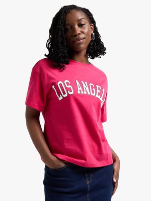 Exact Women's Pink Graphic Print T-Shirt