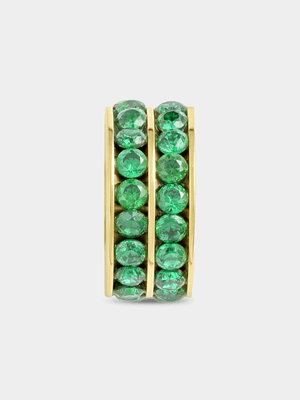 Tempo Jewellery Gold Plated Green Cubic Zirconia Barrel Bead Charm