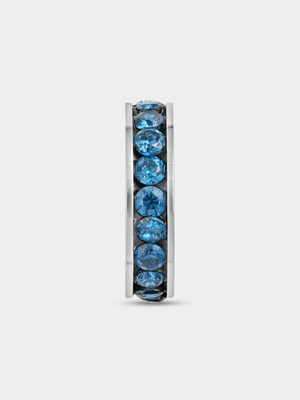 Tempo Jewellery Silver Plated Blue Cubic Zirconia Barrel Bead