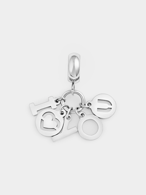 Tempo Jewellery Silver Plated “I HEART U” Discs Charm