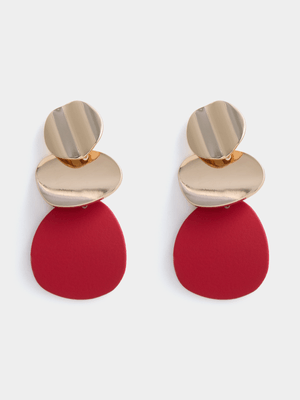Exact Women's Gold & Red Drop Earrings
