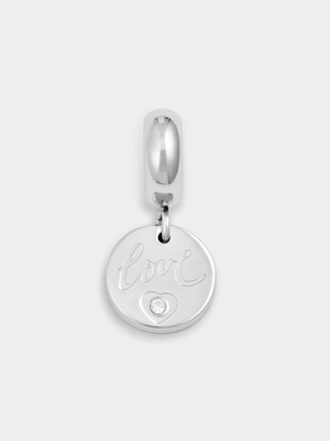 Tempo Jewellery Silver Plated Cubic Zirconia Love Disc Charm