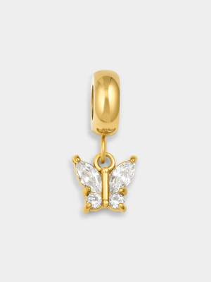 Tempo Jewellery Gold Plated Cubic Zirconia Butterfly Charm