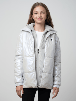 Girls Polo Silver Jamie Twofer Puffer Jacket