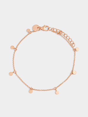 Rose Plated Sterling Dangly Disc Silver Bracelet