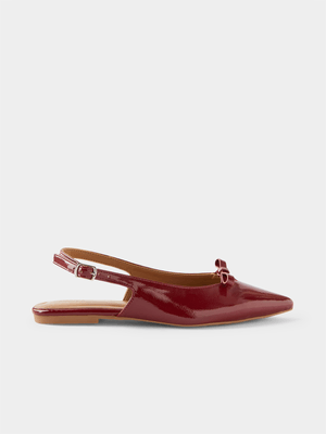 Women's Cotton On Burgundy Isla Bow Slingback Ballerina