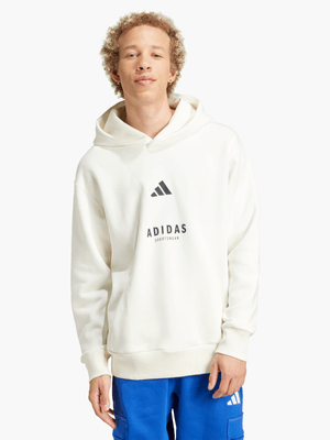 adidas Mens All Szn Fleece Graphic Off White/Black Hoodie