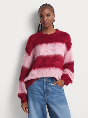 Women Me&B Multi Fluffy Stripe Jumper