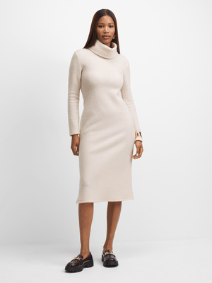Exact Women's Cream Cowl Neck Dress