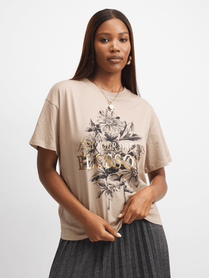 Exact Women's Natural Graphic Print T-Shirt