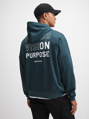 Exact Men's Blue Back Graphic Print Hoodie