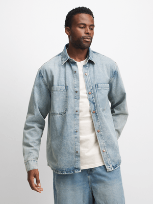 Jet Men's Mid Wash Relaxed Denim Shirt