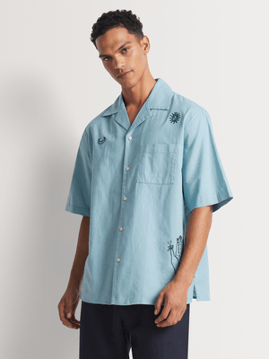 Men's Scotch & Soda Blue Relaxed Fit Graphic Shirt
