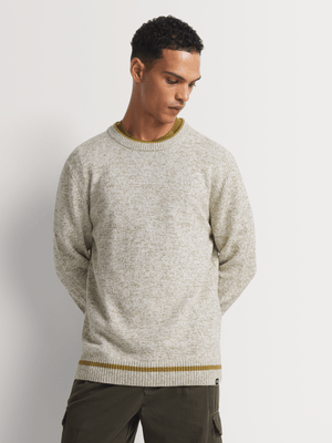 Men's Scotch & Soda Cream Regular Crew Neck Cotton Blend