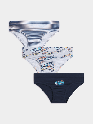 Exact Boy's Blue Car Racer 3-Pack Briefs