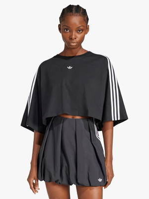 adidas Originals Women's Adilenium Season 3 Black Boxy Oversized T-Shirt