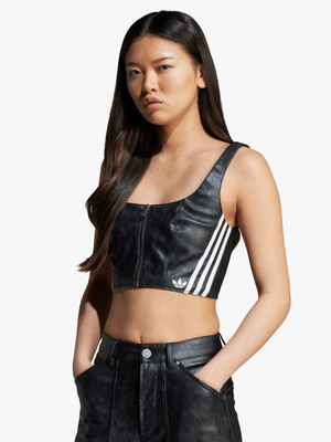 adidas Originals Women's Adilenium Season 3 Vintage Black Faux Leather Top