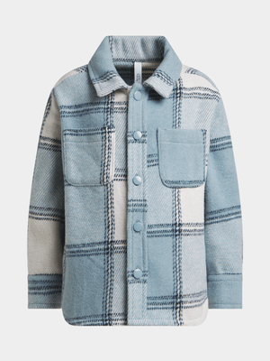 Exact Older Boy's Blue & White Check Shacket