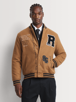 Men's Relay Jeans Melton Camel Varsity Jacket