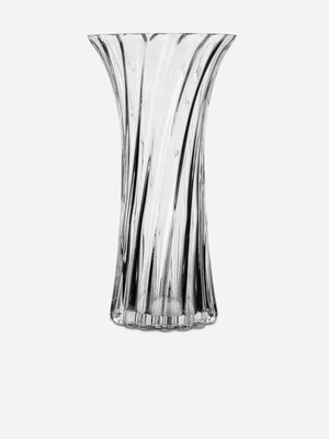 Vase Twist Fluted Flare Glass 35 x 18.5cm