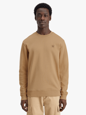 Men's Scotch &  Soda Beige Essential Badge Crew Sweater