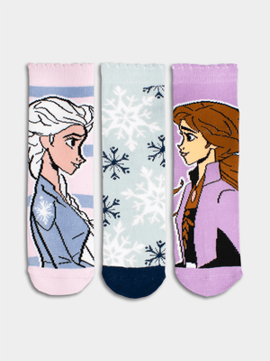 Frozen Purple Anklet Socks 3 Pack