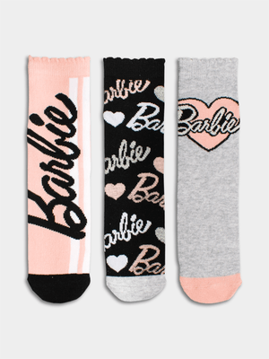 Barbie Pink Anklet Socks 3 Pack