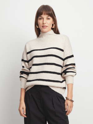 Exact  Women's Natural & Black Striped High Neck Jersey