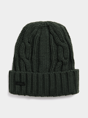 Men's Markham Cable Knit Dark Green Beanie