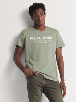 Men's Relay Jeans Slim Fit Be Underfined Green T-Shirt