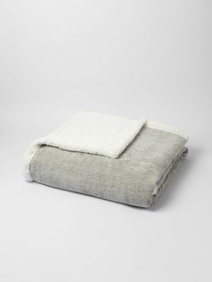 Chenille Knit Sheepskin Blanket Silver 140x200