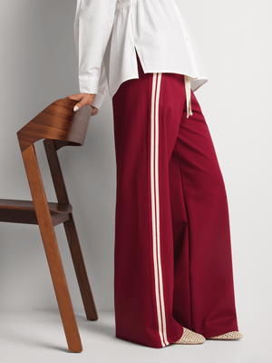 Women's Me&B Burgundy Ponti Pant with Contrast Rib