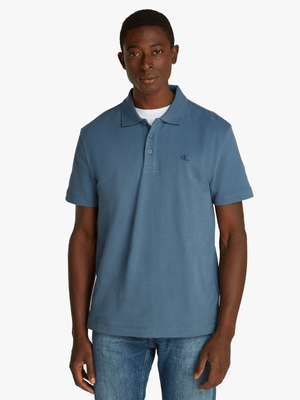 Men's Calvin Klein Blue Textured Polo