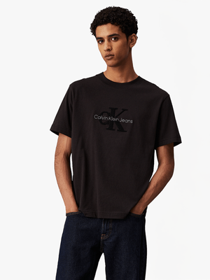 Men's Calvin Klein Black Chenille Monologo T-Shirt
