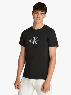 Men's Calvin Klein Black Distressed Monologo T-Shirt
