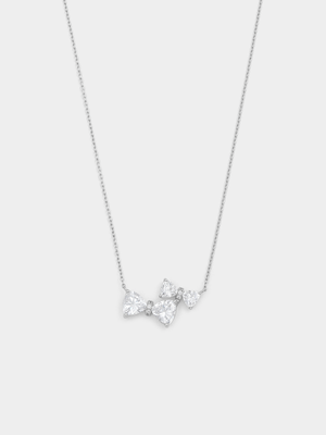 Sterling Silver Cubic Zirconia Double Bow Pendant