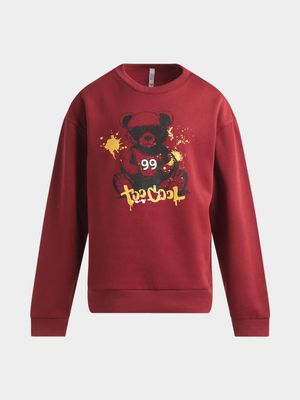 Exact Younger Boy's Red Graphic Print Sweat Top