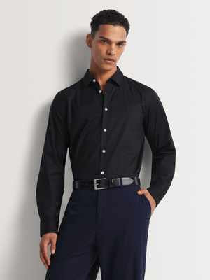 Men's Scotch & Soda Black Core Poplin Solid Shirt