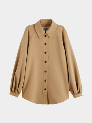 Women's Scotch & Soda Beige Crepe Peasant Sleeve Overshirt