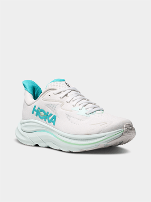 Hoka Womens Clifton 10 White/Cielo Blue Running Shoes