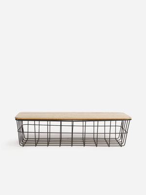 H & S Collection Basket Metal With Mdf Lid