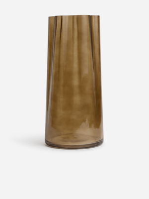 Jet Home Tall Cylinder Rib Glass Vase