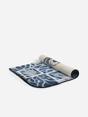 Jet Home Blue Floral Embossed Mink Blanket