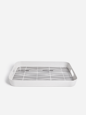 Jet Home Cream/Black Linear Abstract Large Tray