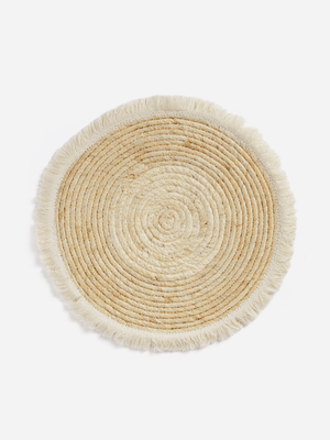 H & S Collection Natural  Placemat Round 38Cm Cattail