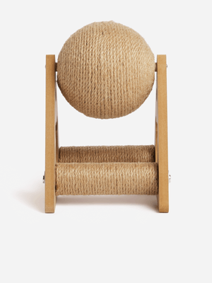 H & S Collection Brown Cat Scratch Ball On Stand
