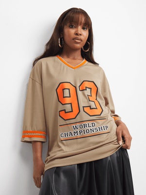 The FIX Women's Brown Oversized Graphic Top
